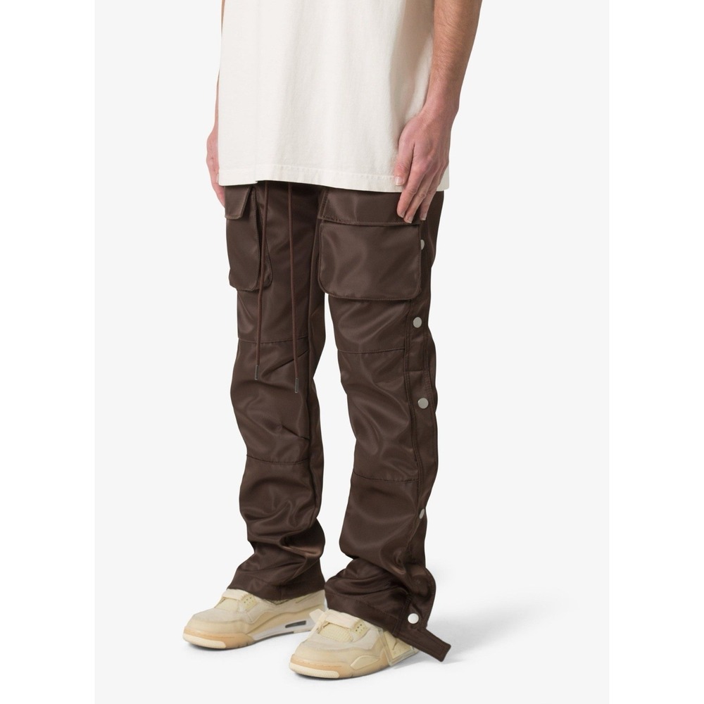 MNML Snap Front Cargo Pants Brown Men's Size 31 Streetwear Utility Trouser NEW